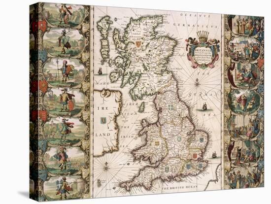 Britain as It Was Devided in the Tyme of the Englishe Saxons, 1616-John Speed-Stretched Canvas