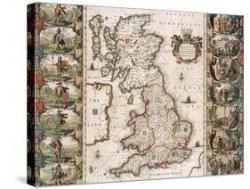 Britain as It Was Devided in the Tyme of the Englishe Saxons, 1616-John Speed-Stretched Canvas