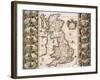 Britain as It Was Devided in the Tyme of the Englishe Saxons, 1616-John Speed-Framed Giclee Print