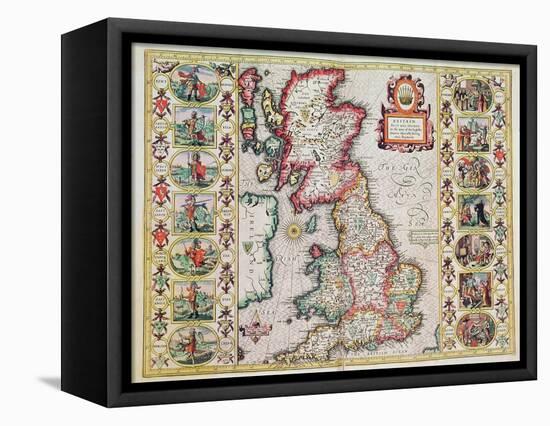 Britain As It Was Devided In The Tyme of the Englishe Saxons especially during their Heptarchy-John Speed-Framed Stretched Canvas