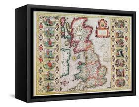 Britain As It Was Devided In The Tyme of the Englishe Saxons especially during their Heptarchy-John Speed-Framed Stretched Canvas