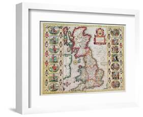 Britain As It Was Devided In The Tyme of the Englishe Saxons especially during their Heptarchy-John Speed-Framed Giclee Print