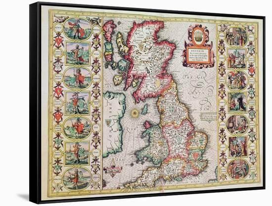Britain As It Was Devided In The Tyme of the Englishe Saxons especially during their Heptarchy-John Speed-Framed Stretched Canvas