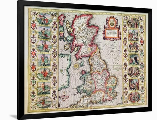 Britain As It Was Devided In The Tyme of the Englishe Saxons especially during their Heptarchy-John Speed-Framed Giclee Print