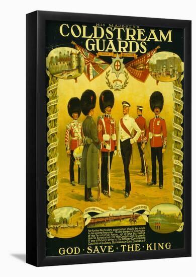 Britain Coldstream Guards War Proganda Vintage Ad Poster Print-null-Framed Poster