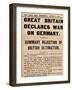 Britain Declares War on Germany, 1914 (1935)-null-Framed Giclee Print
