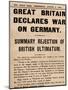 Britain Declares War on Germany, 1914 (1935)-null-Mounted Giclee Print