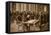 Britain's Prime Minister Signing the Treaty of Peace with Germany in the Hall of Mirrors-null-Framed Stretched Canvas