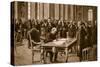 Britain's Prime Minister Signing the Treaty of Peace with Germany in the Hall of Mirrors-null-Stretched Canvas