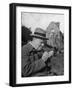 Britain's Prime Minister Winston Churchill Lighting a Cigar-null-Framed Premium Photographic Print