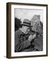 Britain's Prime Minister Winston Churchill Lighting a Cigar-null-Framed Photographic Print