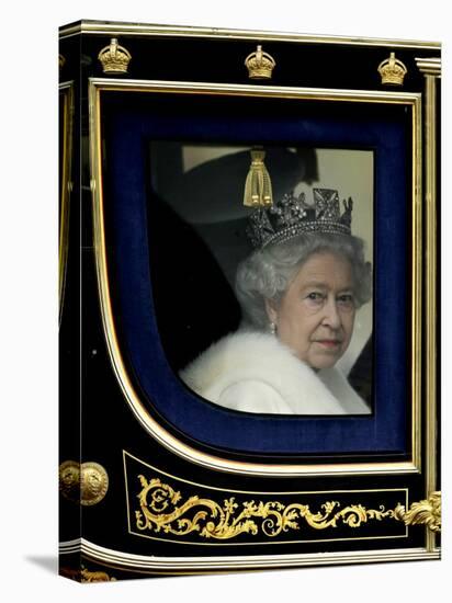 Britain's Queen Elizabeth II Arrives Back at Buckingham Palace in Her State Coach-null-Stretched Canvas