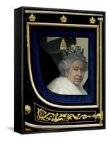 Britain's Queen Elizabeth II Arrives Back at Buckingham Palace in Her State Coach-null-Framed Stretched Canvas