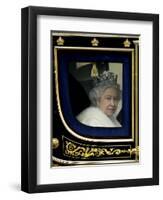 Britain's Queen Elizabeth II Arrives Back at Buckingham Palace in Her State Coach-null-Framed Photographic Print