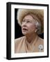 Britain's Queen Elizabeth II Looks Up at the Statue of Her Mother at the Unveiling Ceremony-null-Framed Photographic Print