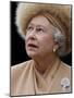 Britain's Queen Elizabeth II Looks Up at the Statue of Her Mother at the Unveiling Ceremony-null-Mounted Photographic Print