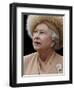 Britain's Queen Elizabeth II Looks Up at the Statue of Her Mother at the Unveiling Ceremony-null-Framed Photographic Print