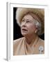 Britain's Queen Elizabeth II Looks Up at the Statue of Her Mother at the Unveiling Ceremony-null-Framed Photographic Print