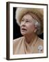Britain's Queen Elizabeth II Looks Up at the Statue of Her Mother at the Unveiling Ceremony-null-Framed Photographic Print