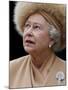 Britain's Queen Elizabeth II Looks Up at the Statue of Her Mother at the Unveiling Ceremony-null-Mounted Photographic Print