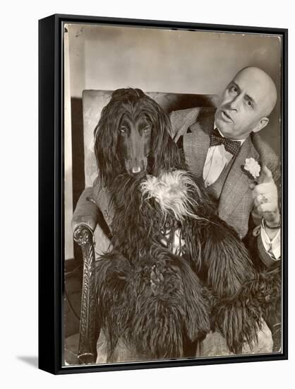 Britain's Top Journalist Vladimir Poliakoff aka "Augur," Posing with His Beloved Afghan Hound-Margaret Bourke-White-Framed Stretched Canvas