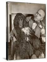 Britain's Top Journalist Vladimir Poliakoff aka "Augur," Posing with His Beloved Afghan Hound-Margaret Bourke-White-Stretched Canvas