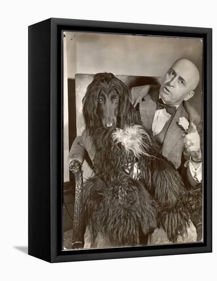 Britain's Top Journalist Vladimir Poliakoff aka "Augur," Posing with His Beloved Afghan Hound-Margaret Bourke-White-Framed Stretched Canvas