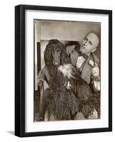 Britain's Top Journalist Vladimir Poliakoff aka "Augur," Posing with His Beloved Afghan Hound-Margaret Bourke-White-Framed Photographic Print