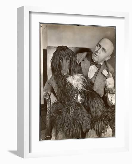 Britain's Top Journalist Vladimir Poliakoff aka "Augur," Posing with His Beloved Afghan Hound-Margaret Bourke-White-Framed Photographic Print