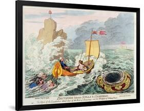 Britannia Between Scylla and Charybdis, or the Vessel of Constitution Steered Clear of the Rock…-James Gillray-Framed Giclee Print