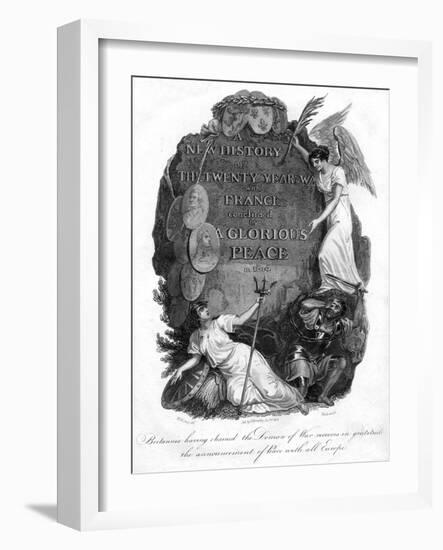 Britannia Having Chained the Demon of War, 1816-T Wallis-Framed Giclee Print