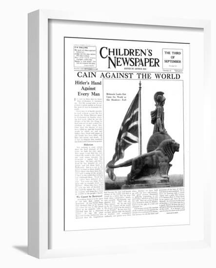 Britannia Looks Out Upon the World as the Shadows Fall, Front Page of 'The Children's Newspaper'-English School-Framed Giclee Print