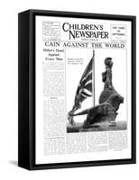 Britannia Looks Out Upon the World as the Shadows Fall, Front Page of 'The Children's Newspaper'-English School-Framed Stretched Canvas