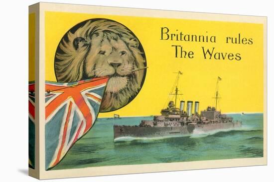 Britannia Rules the Waves, Battleship-null-Stretched Canvas