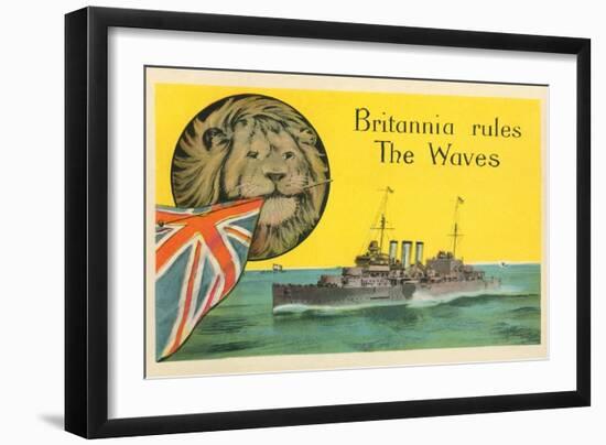 Britannia Rules the Waves, Battleship-null-Framed Art Print