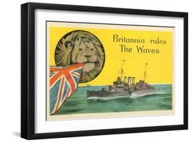 Britannia Rules the Waves, Battleship-null-Framed Art Print