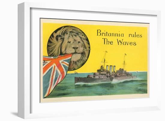 Britannia Rules the Waves, Battleship-null-Framed Art Print