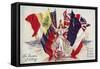 Britannia Surrounded by Flags of the Allies-null-Framed Stretched Canvas