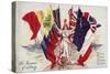 Britannia Surrounded by Flags of the Allies-null-Stretched Canvas