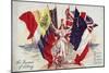 Britannia Surrounded by Flags of the Allies-null-Mounted Giclee Print