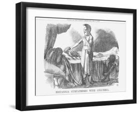 Britannia Sympathises with Columbia, 1865-John Tenniel-Framed Giclee Print