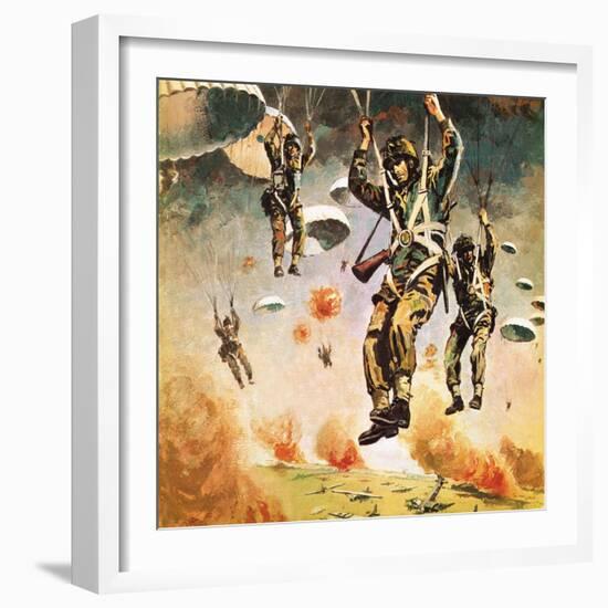 British 1st Airborne Division Dropping on Arnhem on 17th September, 1944-Graham Coton-Framed Giclee Print