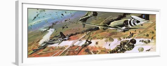 British 1st Airborne Division Dropping on Arnhem on 17th September, 1944-Graham Coton-Framed Premium Giclee Print