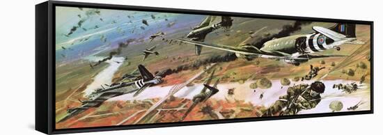 British 1st Airborne Division Dropping on Arnhem on 17th September, 1944-Graham Coton-Framed Stretched Canvas