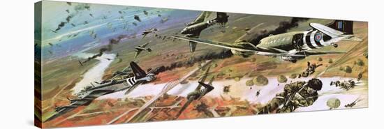 British 1st Airborne Division Dropping on Arnhem on 17th September, 1944-Graham Coton-Stretched Canvas