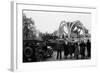 British 49th Armoured Personnel Carrier Regiment Tank Passes Civilians and a Damaged Church-George Silk-Framed Photographic Print