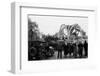 British 49th Armoured Personnel Carrier Regiment Tank Passes Civilians and a Damaged Church-George Silk-Framed Photographic Print