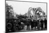 British 49th Armoured Personnel Carrier Regiment Tank Passes Civilians and a Damaged Church-George Silk-Mounted Photographic Print