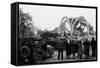 British 49th Armoured Personnel Carrier Regiment Tank Passes Civilians and a Damaged Church-George Silk-Framed Stretched Canvas