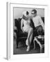 British Actor Michael Caine Talking with an Unknown Woman-null-Framed Premium Photographic Print